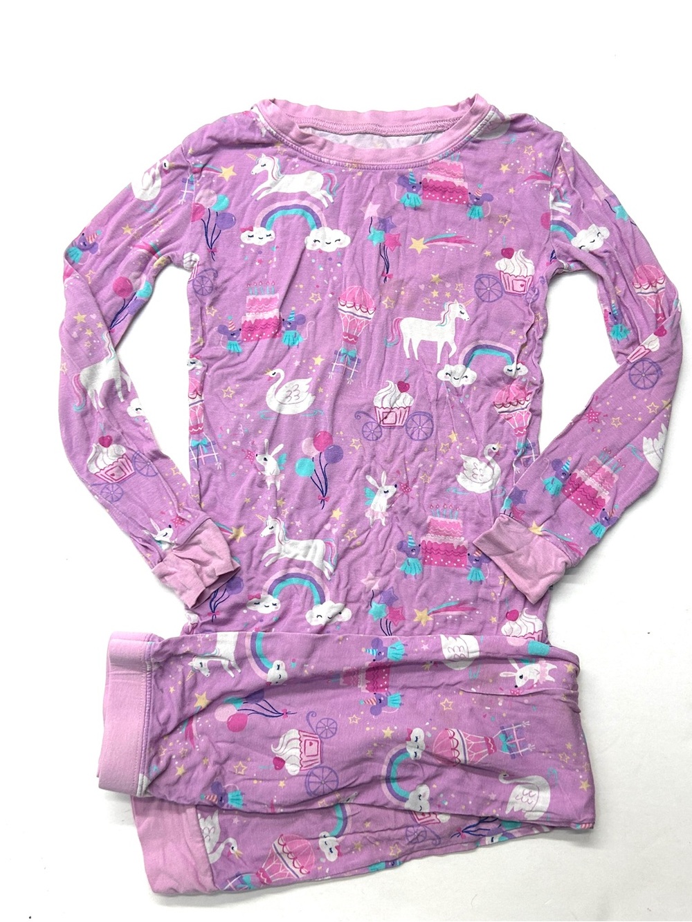 Little Sleepies Girls' Purple Unicorn Birthday Balloons Pajama Set Bamboo